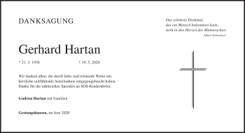 Anzeige von Gerhard Hartan von MGO
