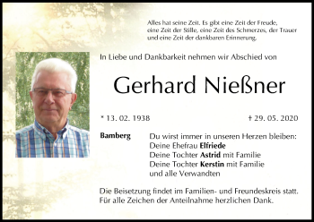 Anzeige von Gerhard Nießner von MGO
