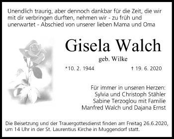Anzeige von Gisela Walch von MGO