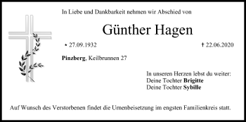 Anzeige von Günther Hagen von MGO