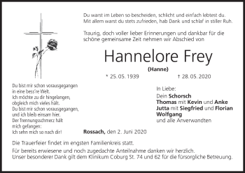 Anzeige von Hannelore Frey von MGO