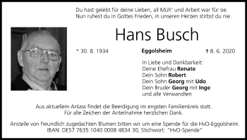 Anzeige von Hans Busch von MGO