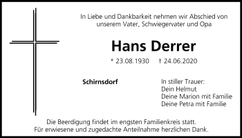 Anzeige von Hans Derrer von MGO