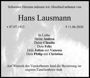 Anzeige von Hans Lausmann von MGO