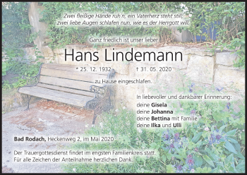 Anzeige von Hans Lindemann von MGO