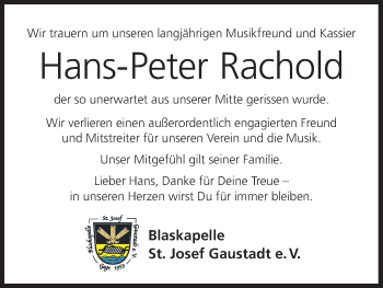 Anzeige von Hans-Peter Rachold von MGO