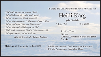 Anzeige von Heidi Karg von MGO