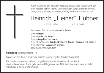 Anzeige von Heinrich Hübner von MGO