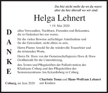 Anzeige von Helga Lehnert von MGO