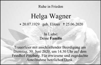 Anzeige von Helga Wagner von MGO