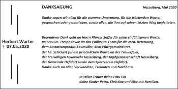 Anzeige von Herbert Warter von MGO