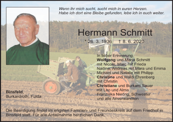 Anzeige von Hermann Schmitt von MGO