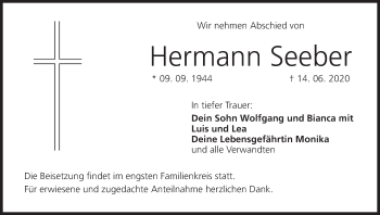 Anzeige von Hermann Seeber von MGO
