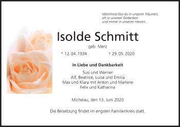 Anzeige von Isolde Schmitt von MGO