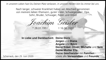 Anzeige von Joachim Geisler von MGO