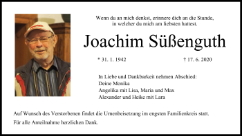 Anzeige von Joachim Süßenguth von MGO