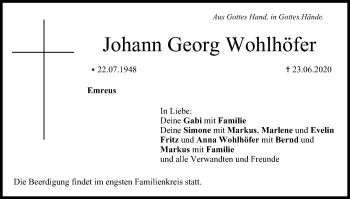 Anzeige von Johann Georg Wohlhöfer von MGO