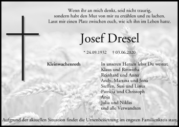 Anzeige von Josef Dresel von MGO