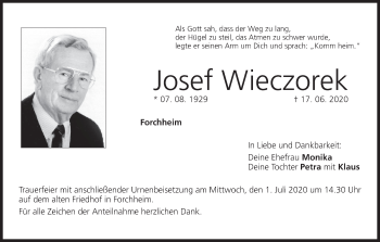 Anzeige von Josef Wieczorek von MGO