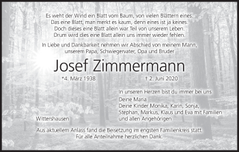 Anzeige von Josef Zimmermann von MGO