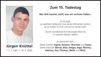Anzeige von Jürgen Knüttel von MGO