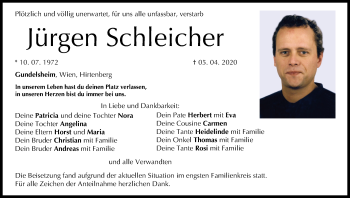 Anzeige von Jürgen Schleicher von MGO
