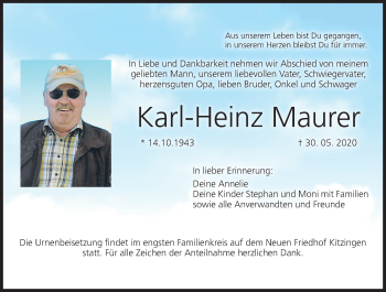 Anzeige von Karl-Heinz Maurer von MGO