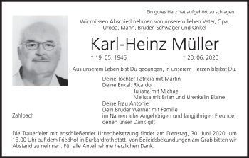 Anzeige von Karl-Heinz Müller von MGO