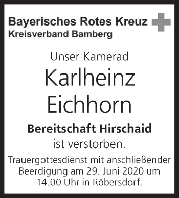 Anzeige von Karlheinz Eichhorn von MGO