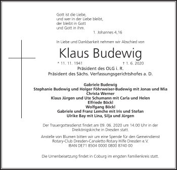 Anzeige von Klaus Budewig von MGO