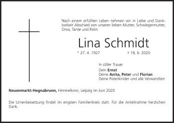 Anzeige von Lina Schmidt von MGO