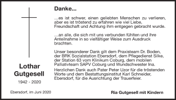 Anzeige von Lothar Gutgesell von MGO