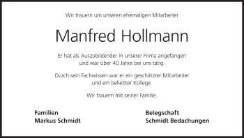 Anzeige von Manfred Hollmann von MGO