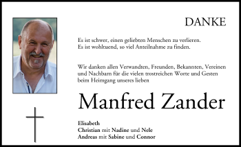 Anzeige von Manfred Zander von MGO