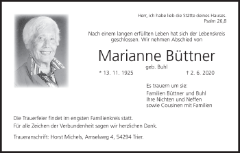 Anzeige von Marianne Büttner von MGO