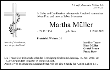 Anzeige von Martha Müller von MGO