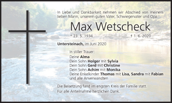 Anzeige von Max Wetscheck von MGO