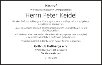 Anzeige von Peter Keidel von MGO