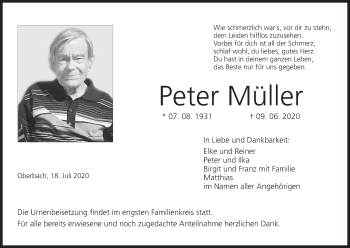 Anzeige von Peter Müller von MGO