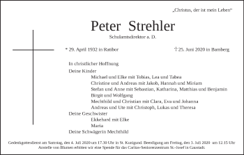 Anzeige von Peter Strehler von MGO