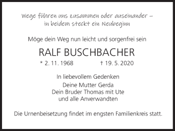 Anzeige von Ralf Buschbacher von MGO