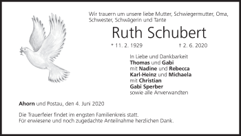 Anzeige von Ruth Schubert von MGO