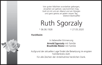 Anzeige von Ruth Sgorzaly von MGO