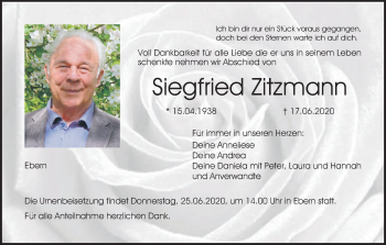 Anzeige von Siegfried Zitzmann von MGO