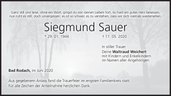 Anzeige von Siegmund Sauer von MGO