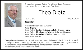 Anzeige von Theo Dietz von MGO