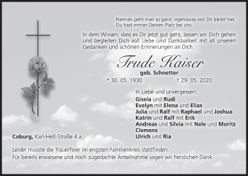 Anzeige von Trude Kaiser von MGO