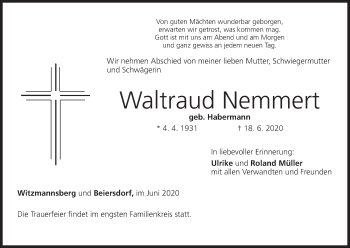 Anzeige von Waltraud Nemmert von MGO