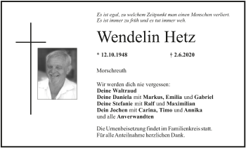 Anzeige von Wendelin Hetz von MGO