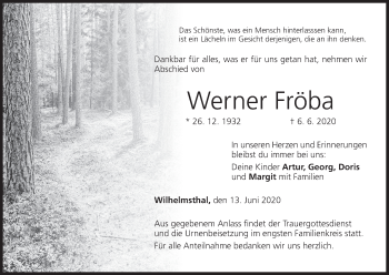Anzeige von Werner Fröba von MGO